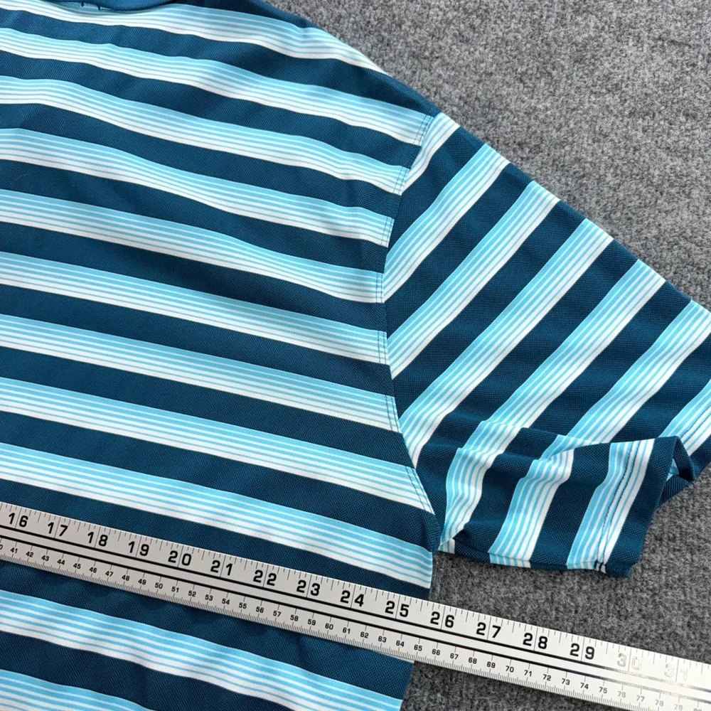 Nike Golf Disney Parks Mickey Mouse Polo Shirt Dri-FIT Striped 2XL Blue Men Rare